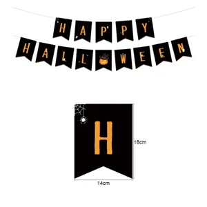 Halloween party black swallowtail banner detail view, size 18x14cm per single flag piece.