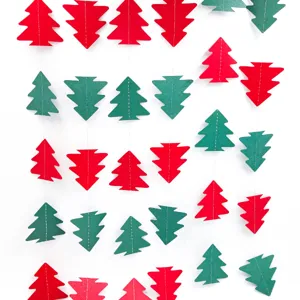Green Christmas Tree Paper Garland Hanging Ornaments For Xmas Party Camping Theme Atmosphere Decoration Paper Material