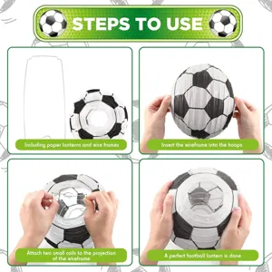 Soccer paper lantern decoration instructions set, perfect for sports theme birthday party supplies.