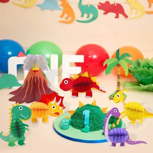 Dinosaur Honeycomb Centerpieces Cartoon Animal Paper Balls Ornaments For Kids Birthday Party Decoration Supplies