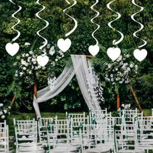 Decoración colgante de espiral de corazón blanco para boda fiesta de cumpleaños techo