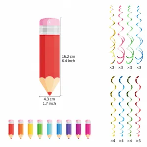 Vuelta al cole espirales colgantes lápiz decoración aula fiesta colorido set nuevo