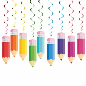 Decoración de espirales colgantes de lápiz para fiesta escolar regreso a clases suministros