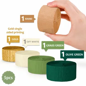 Sage green crepe paper rolls set olive green streamers wedding party DIY decoration supplies