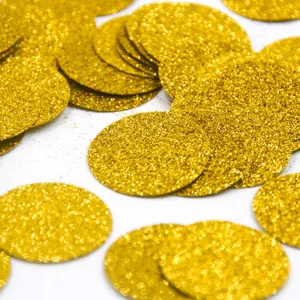 Gold glitter confetti circles for weddings, birthday parties and celebration events decor.