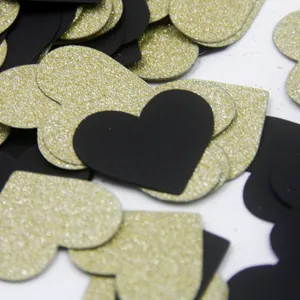 Gold and black glitter heart confetti for wedding birthday party table scatter decoration
