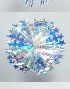 Iridescent laser film hanging star ornament for Christmas party window decor detail