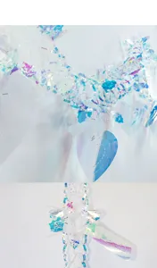Iridescent film garland hanging decoration, shiny rainbow party decor for wedding birthday.