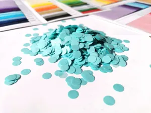 Light blue round paper confetti for party decorations and gift box fillers, bulk.