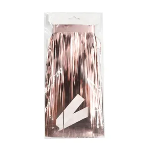 Rideau à Franges en Feuille d'Or Rose pour Décoration de Fête d'Anniversaire Mariage 3M