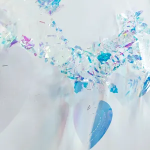 Iridescent film garland holographic hanging decoration for Christmas party wedding birthday decor