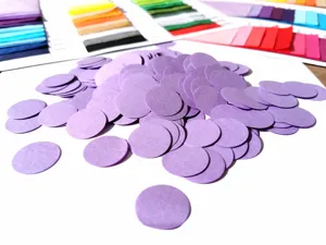 Purple round paper confetti dots detail, perfect for party decoration and gift box filler.