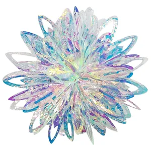 Iridescent holographic hanging snowflake ornament for Christmas party and window decor.