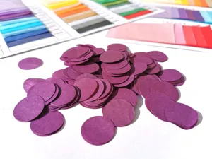Purple round confetti for party decoration and gift box filling, 1cm paper pieces.