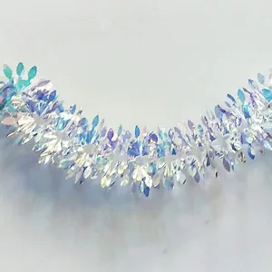 Iridescent film tinsel garland rainbow hanging decoration for Christmas party supplies