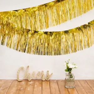 Rideau à Franges en Feuille de Guirlande Rideau de Pluie Métallique Fond de Photomaton pour Anniversaire Fête Mariage Décoration d'Événement