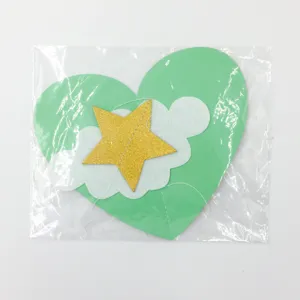Green heart white cloud gold star party hanging decoration detail view components set