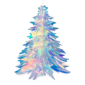 Irideszierender Holografischer Weihnachtsbaum Hängender Ornament Blaue Party Deko