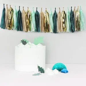 Decorative paper tassel garland for birthday party, wedding and room hanging decor setup.
