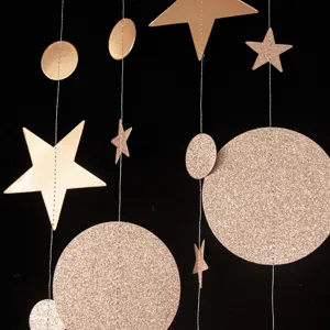 Gold star circle garland hanging decoration for birthday party wedding Christmas 4m