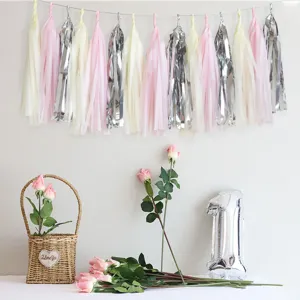 Paper tassel garland banner for birthday party wedding room hanging decoration supplies.