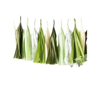 Green paper tassels garland for wedding birthday party hanging decorations festive supplies