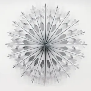 White paper folding fan flower, hollow snowflake hanging decoration for party wedding.