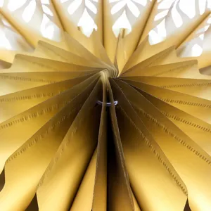 Gold paper fan folding decoration hollow party wedding 3d hanging ornament festive supply