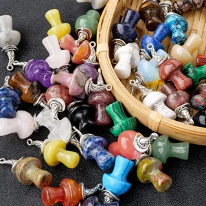 Colgante de seta de gema de cristal natural piedra curativa collar joyería al por mayor