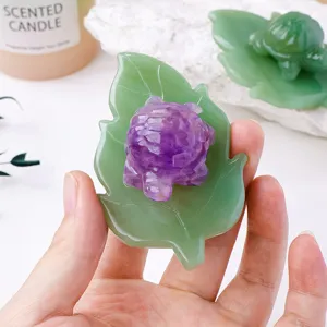 Natuurlijke Kristallen Schildpad En Aventurijn Blad Gesneden Ruwe Steen Gepolijst Genezende Steen Kantoor Bureau Ornament Dierfiguur Decor