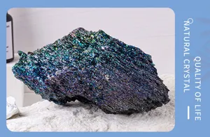Natural silicon carbide crystal rough stone rainbow mineral specimen for fish tank decor