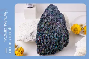 Natural silicon carbide crystal mineral specimen, colorful stone cluster for fish tank decoration.