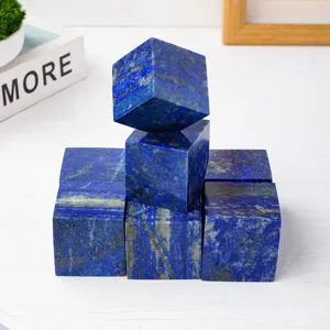 Cubo de Lapislázuli Natural Adorno Geométrico Espécimen Mineral Cubo de Piedra de Cristal Pulido para Decoración de Escritorio Hogar Regalo