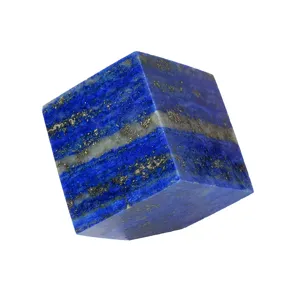 Cubo de Cristal de Lapislázuli Natural Ornamento Geométrico Piedra Bruta Decoración Mesa