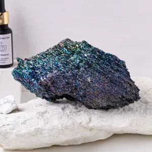 Natural silicon carbide mineral crystal rough rainbow ore specimen for fish tank decor