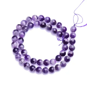 Natural Dreamy Amethyst Round Beads Purple Gemstone Loose Beads For DIY Jewelry Making Necklaces Bracelets Crafts Polished Amethyst Stone Beads