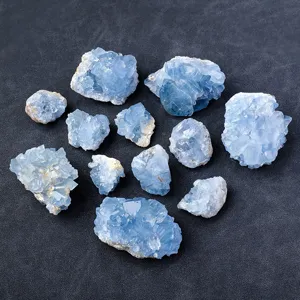 Natürliche blaue Cölestin Kristall Stufen Rohstein Mineralien Deko Schreibtisch