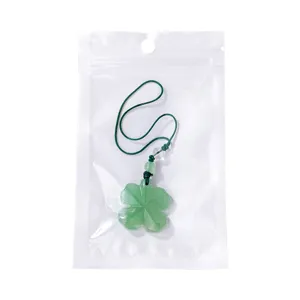 Natural green aventurine four leaf clover crystal pendant charm for phone bag keychain.