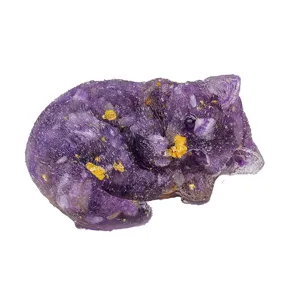 Kristall Schotter schlafende Katze Figur aus Kunstharz Handwerk Büro Tischdeko Top