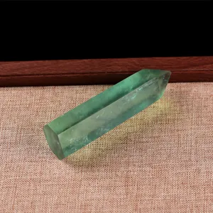 Natural green fluorite crystal wand raw stone hexagonal point home desktop decor gift
