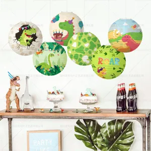 Dinosaur hanging paper lanterns for kids birthday party jungle theme decor hanging ornaments