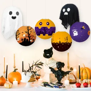 Linternas de papel de Halloween decorativas colgantes fantasma calabaza accesorios fiesta