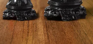 Black carved crystal ball base wooden table display stand for exquisite handicrafts