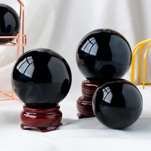 Natural obsidian crystal sphere feng shui ball home office desk decoration ornament healing