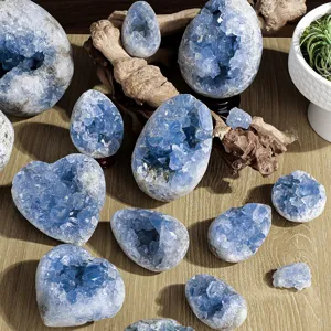 Natürlicher Kristall Cölestin Geode Cluster Rohstein Heim Desktop dekorative Ornamente
