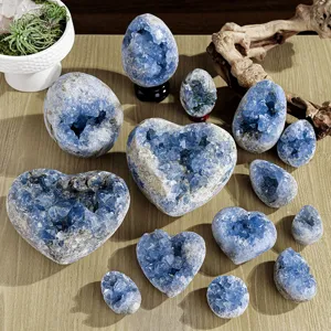 Natuerliche blaue Celestin Kristall Stufe Geode Mineral Exemplar Tisch Dekoration