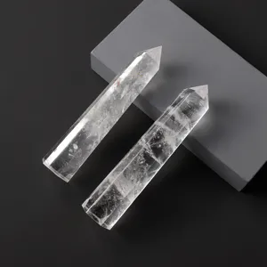 Natural White Crystal Pillar Polished Hexagonal Quartz Point Healing Energy Stone Magic Wand For Home Decor Meditation Gift