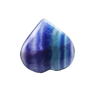 Cœur en Fluorite Arc-en-ciel Cristal Pierre Naturelle Rayée Polie Pierre de Paume Ornementale pour Décoration Maison Bureau Cadeau
