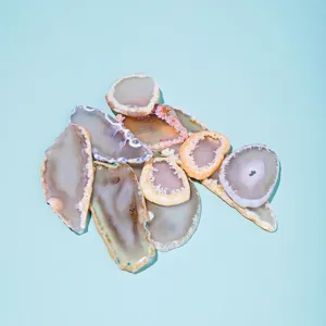 Tranches d'agate de minerai de cristal naturel pour bricolage, aquarium et déco.