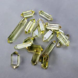 Pointe de Cristal de Citrine Naturelle du Brésil Pilier Hexagonal à Double Pointe Pierre de Quartz pour Guérison Reiki Méditation Décoration Maison Bureau Ornement Poli